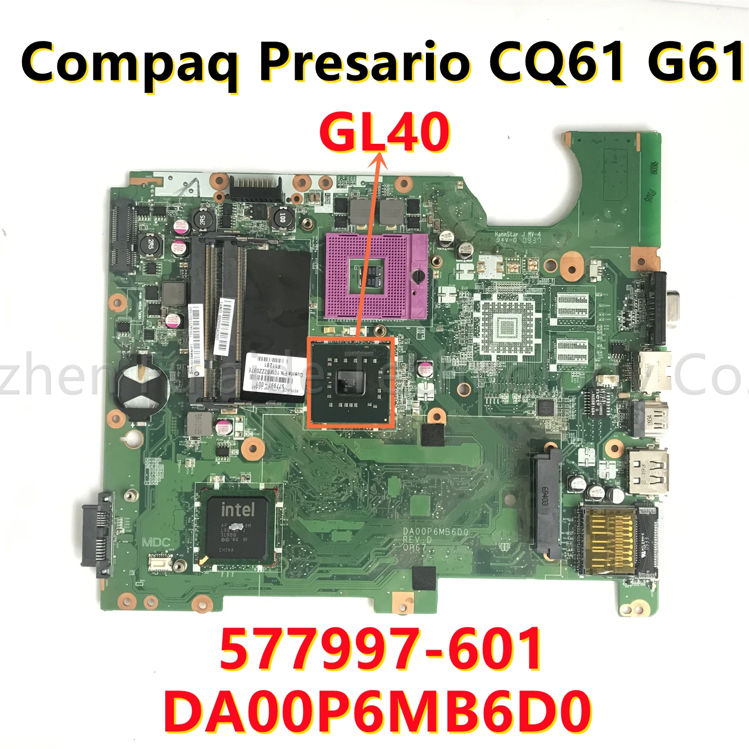 Материнская плата DA00P6MB6D0 для ноутбука HP Compaq Presario CQ61 G61, материнская плата 577997-001 577997-501 577997-601 с протестированным Intel GL40 Материнская плата DA00P6MB6D0 для ноутбука HP Compaq Presario CQ61 G61, материнская плата 577997-001 577997-501 577997-601 с протестированным Intel GL40