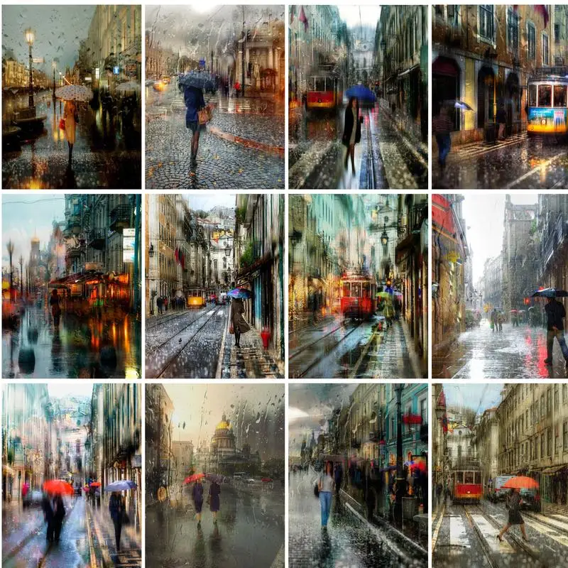 

PhotoCustom DIY Pictures By Number Street Kits Painting By Numbers Portrait Drawing On Canvas Hand Painted Paintings Home Decor