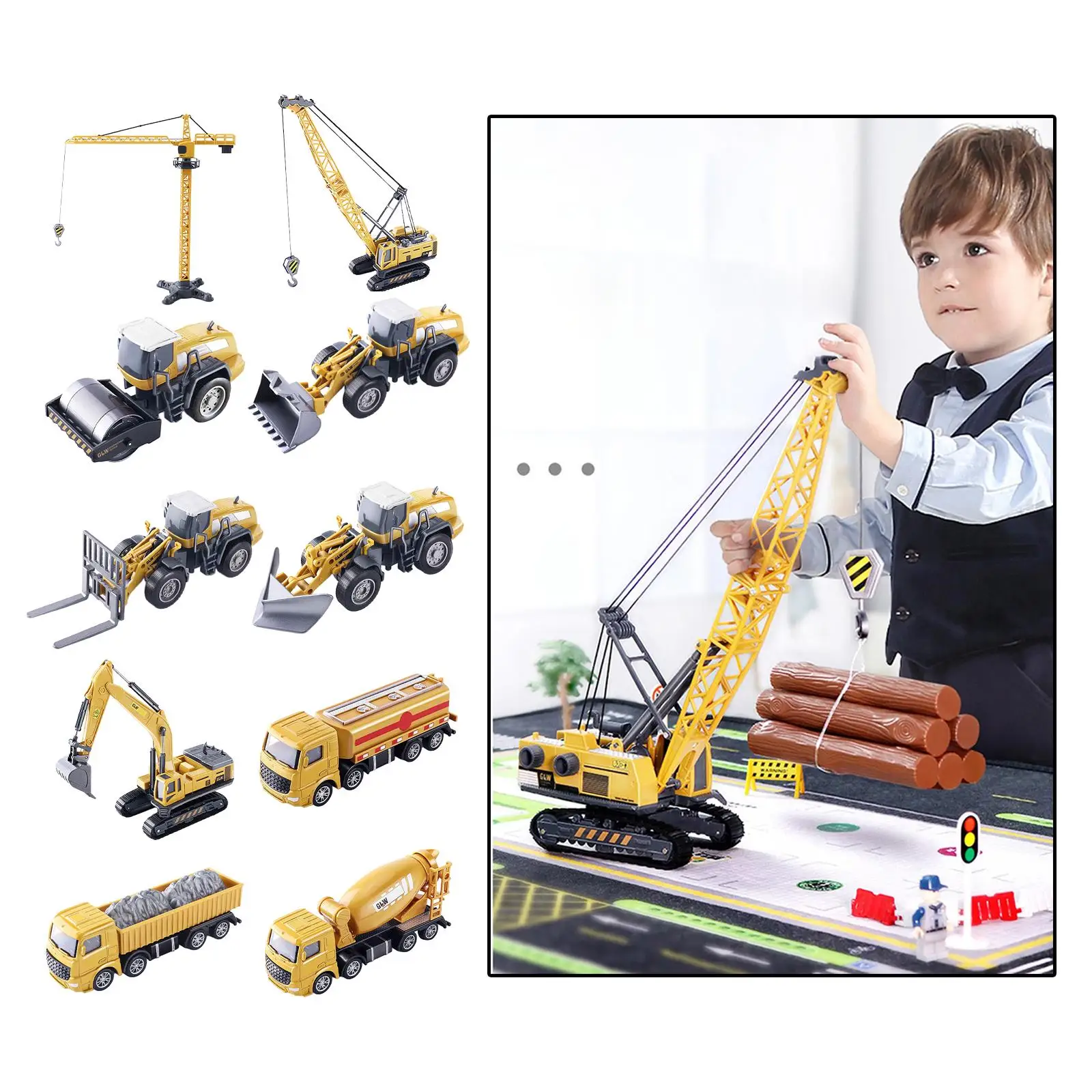 Construction Trucks Vehicles Toys Crane Forklift Digger 1:55 Scale Toy