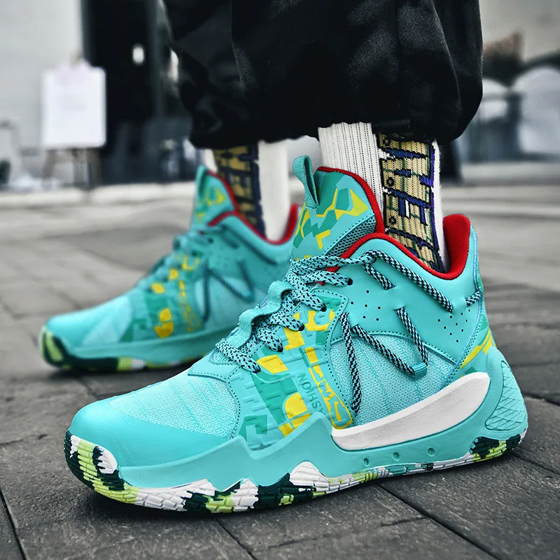 Fashion Streetwear Basketball Shoes Men Anti-skid High-Top Sneakers Men Breathable Couple Basketball Boots Man Athletic Shoes