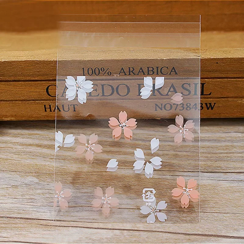 

Lovely Cartoon Flower Cookies Biscuits Bags Self-adhesive Party Wedding Bag Cake Candy Gift Bags Baking Package 7*7cm