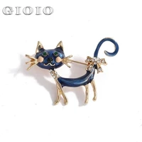 gioio womens blue cat brooch cute animal couple jewelry party cardigan safety pin for suit collar pin nice christmas gift