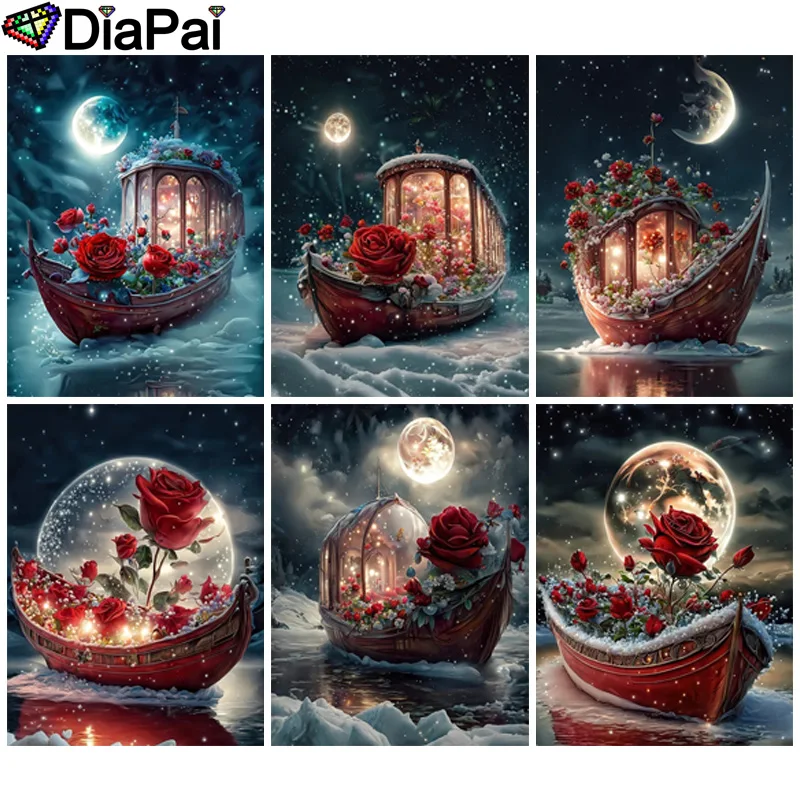 

DIAPAI DIY 5D Diamond Painting "Scenery Moon Rose" Full Diamond Embroidery Sale Picture Of Rhinestones For Festival Gifts