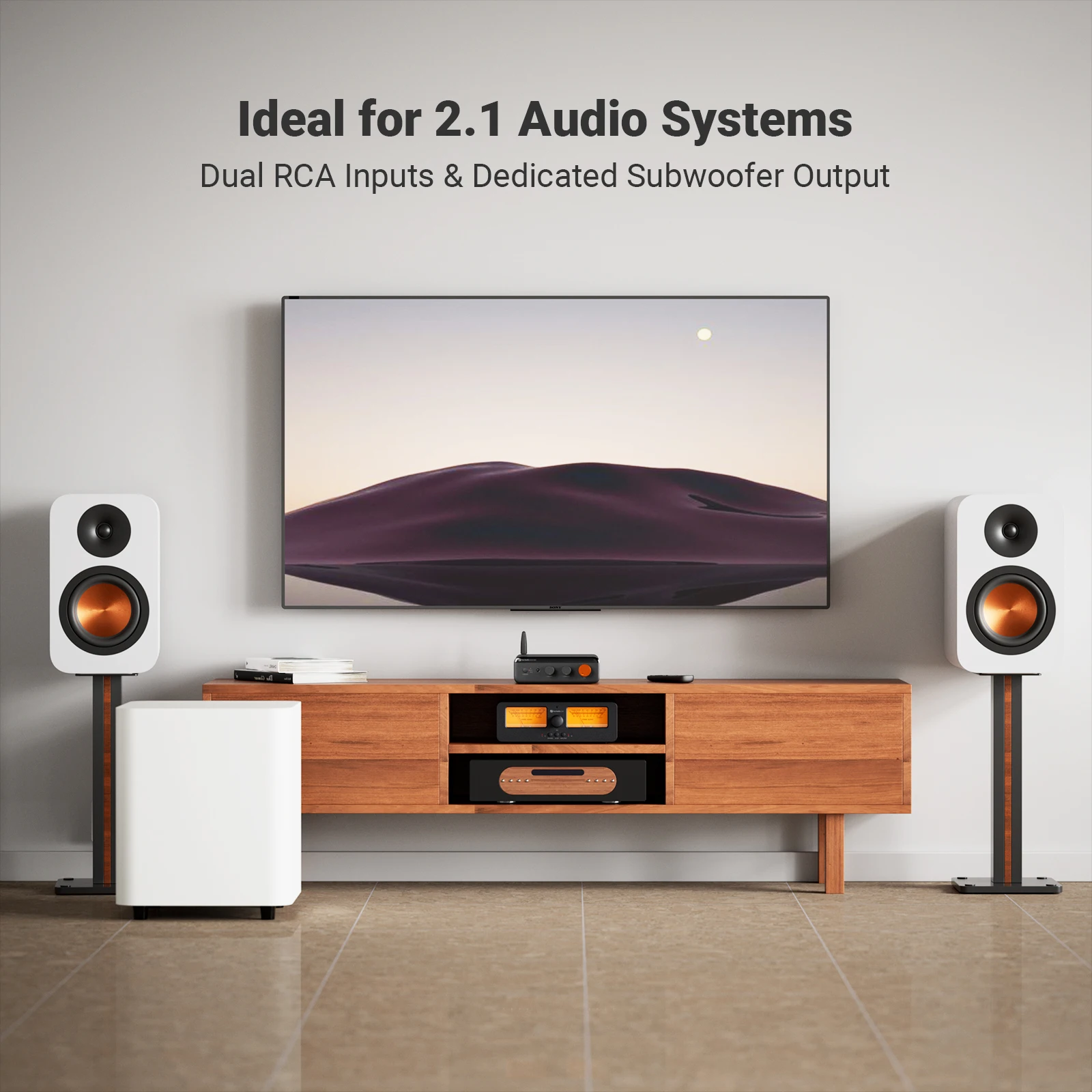 Фото Усилитель звука Fosi Audio BT6.0 Hi-Fi стерео 2.1-канальный, технология PFFB, 300Вт*2, класс D, усилитель мощности. №1