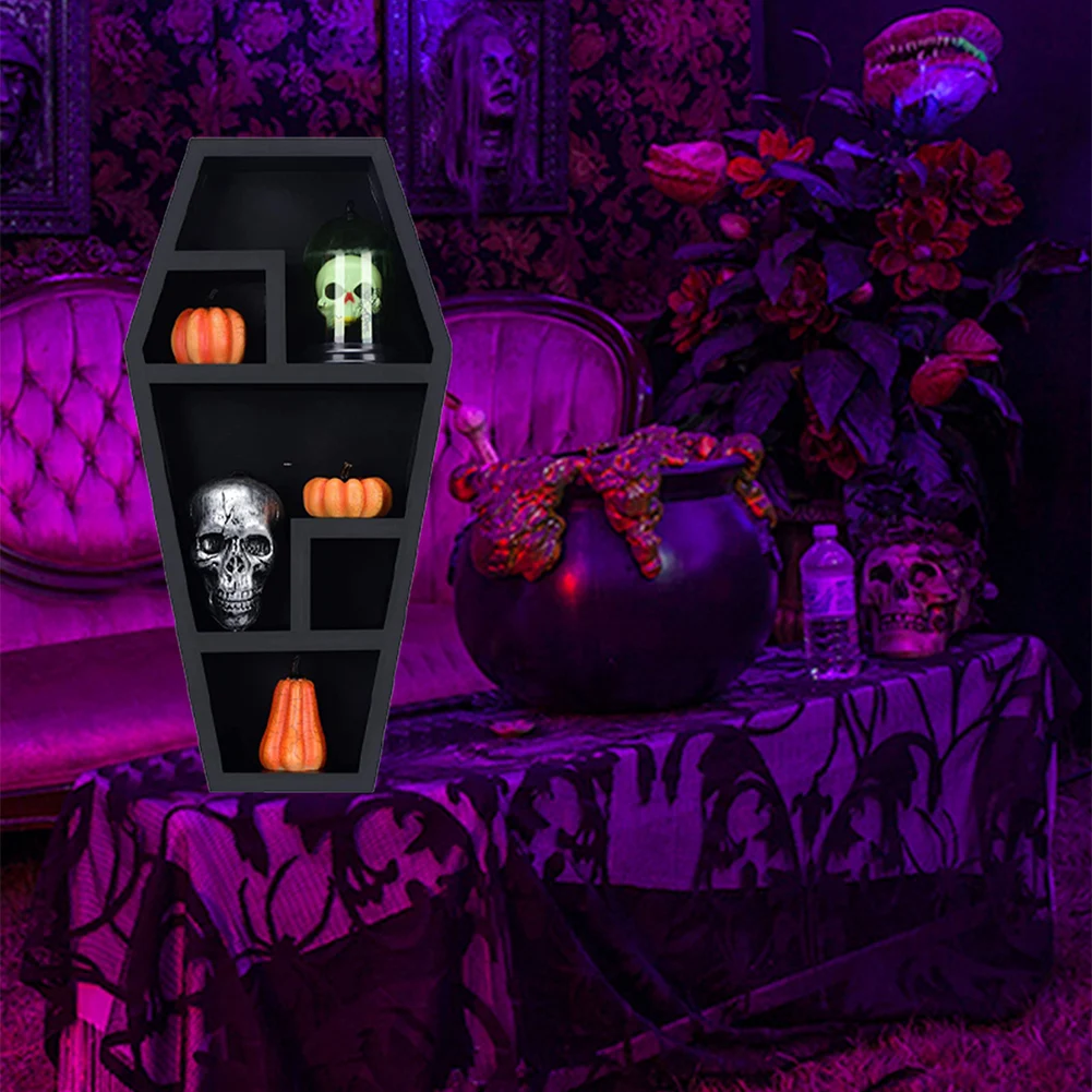 

Halloween Gothic Decorative Coffin Rack Desktop Candy Box Horror Ornament Shelf Durable For Home Bedroom Living Room Great Gift