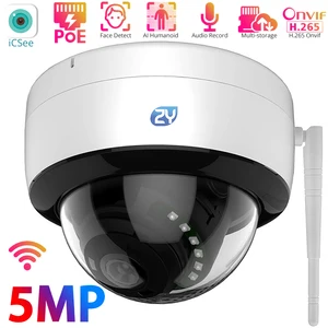 5MP PoE Dome Camera Indoor Wireless Face Detection IP Camera H.265 Onvif SD Card Cloud Storage 2-way Audio Surveillance Cameras
