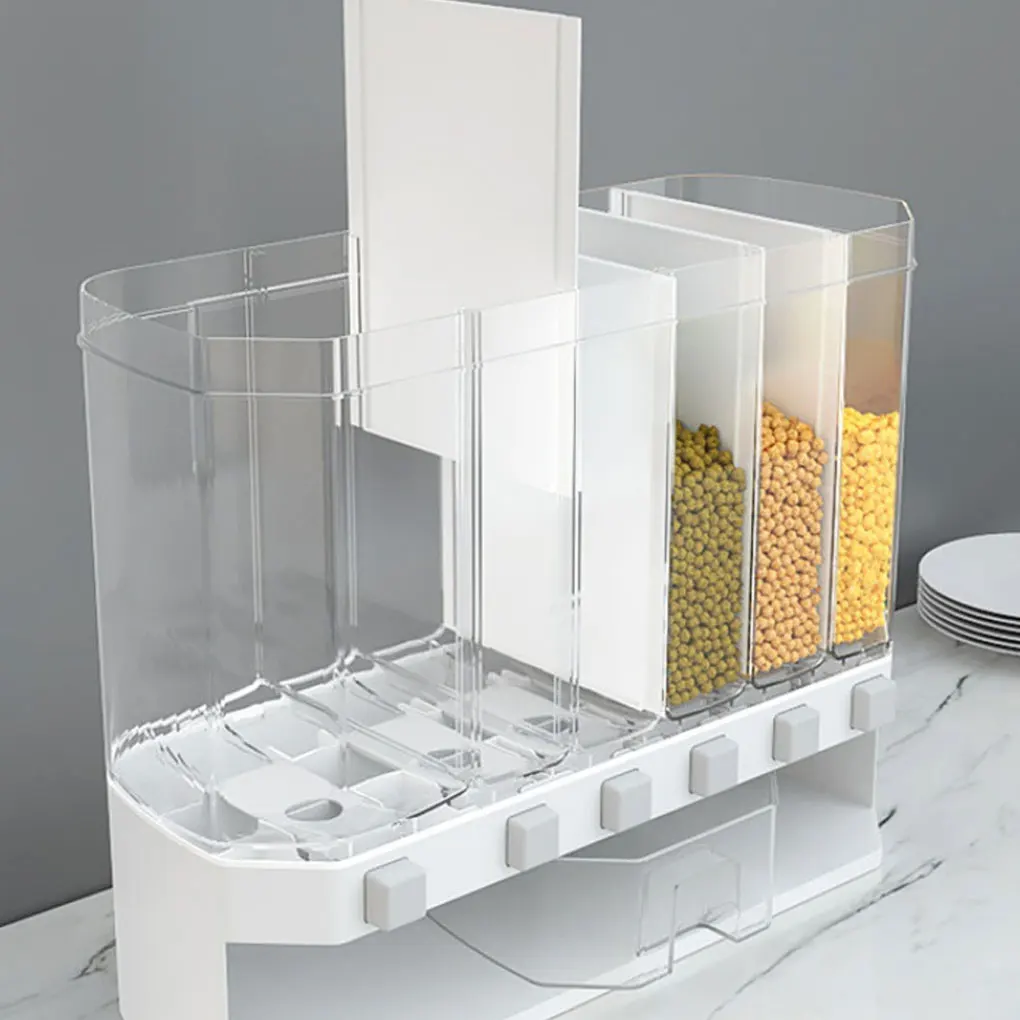 

5 Compartments Grain Food Container Kitchen Storage Case Box Grains Dispenser Countertop Organizer with Lid Supplies
