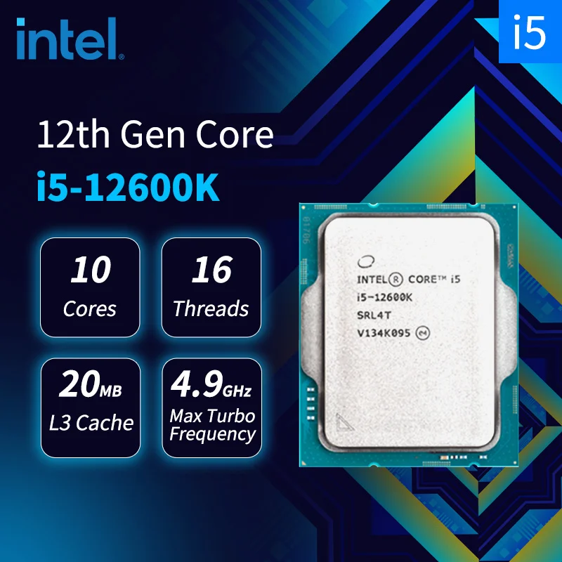 

New Intel i5-12600K i5 12600K CPU Processor 3.4 GHz 10-Core 16-Thread 10NM L3=20M 125W LGA 1700 processador Overclocking No Fan