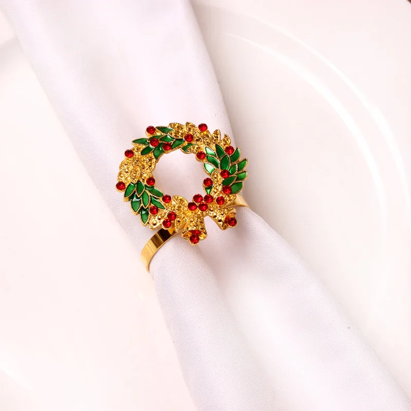 

6PCS Christmas colorful garland napkin ring desktop decoration for hotel wedding family party opening celebration