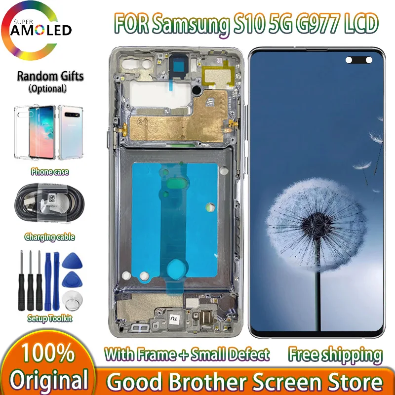100% Оригинальный 6,7 'Super AMOLED дисплей для Samsung Galaxy S10 5G G977 G977F G977U ЖК-дисплей + сенсорный экран дигитайзер сменная панель