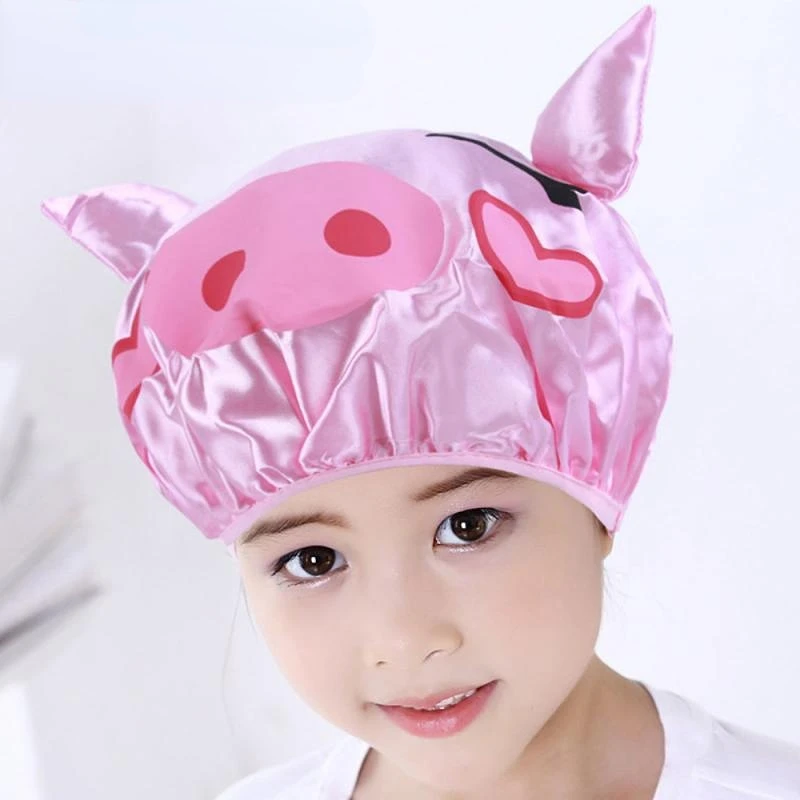 

Eva Shower Cap Bathing Shower Cap Hat Kids Shower Cap Double Layer Waterproof Satin Washing Cap Children's Bath Cap Head Cover