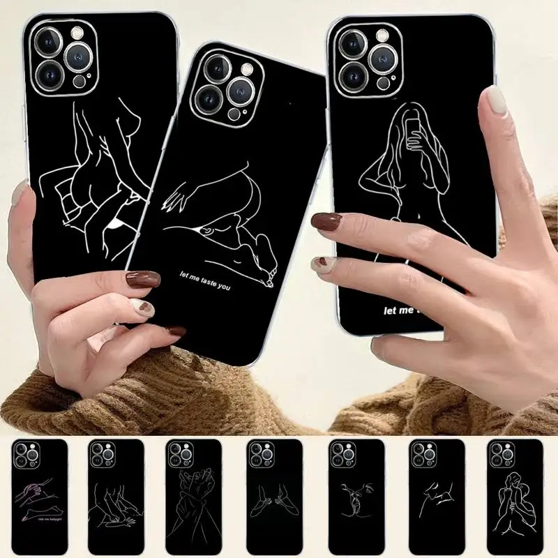 

Minimalist Line Sexy Phone Case For iPhone 8 7 6 6S Plus X SE 2020 XR XS 14 11 12 13 Mini Pro Max Mobile Case