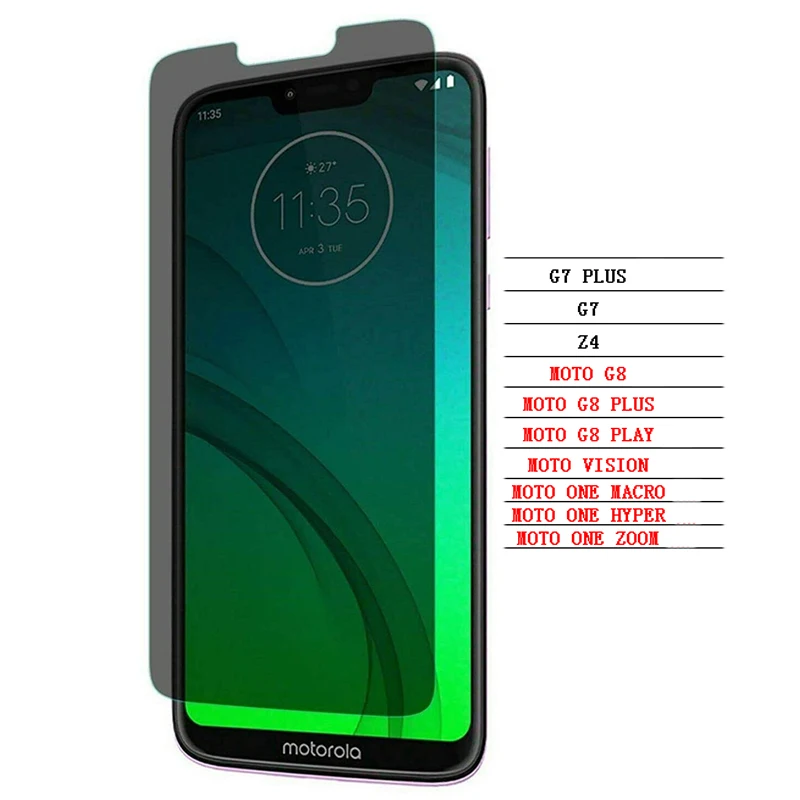 Anti Spy Tempered Glass for Motorola G7 G8 G9 Plus Play Privacy Screen Protector on For MOTO One Macro Hyper ZOOM Anti Glare