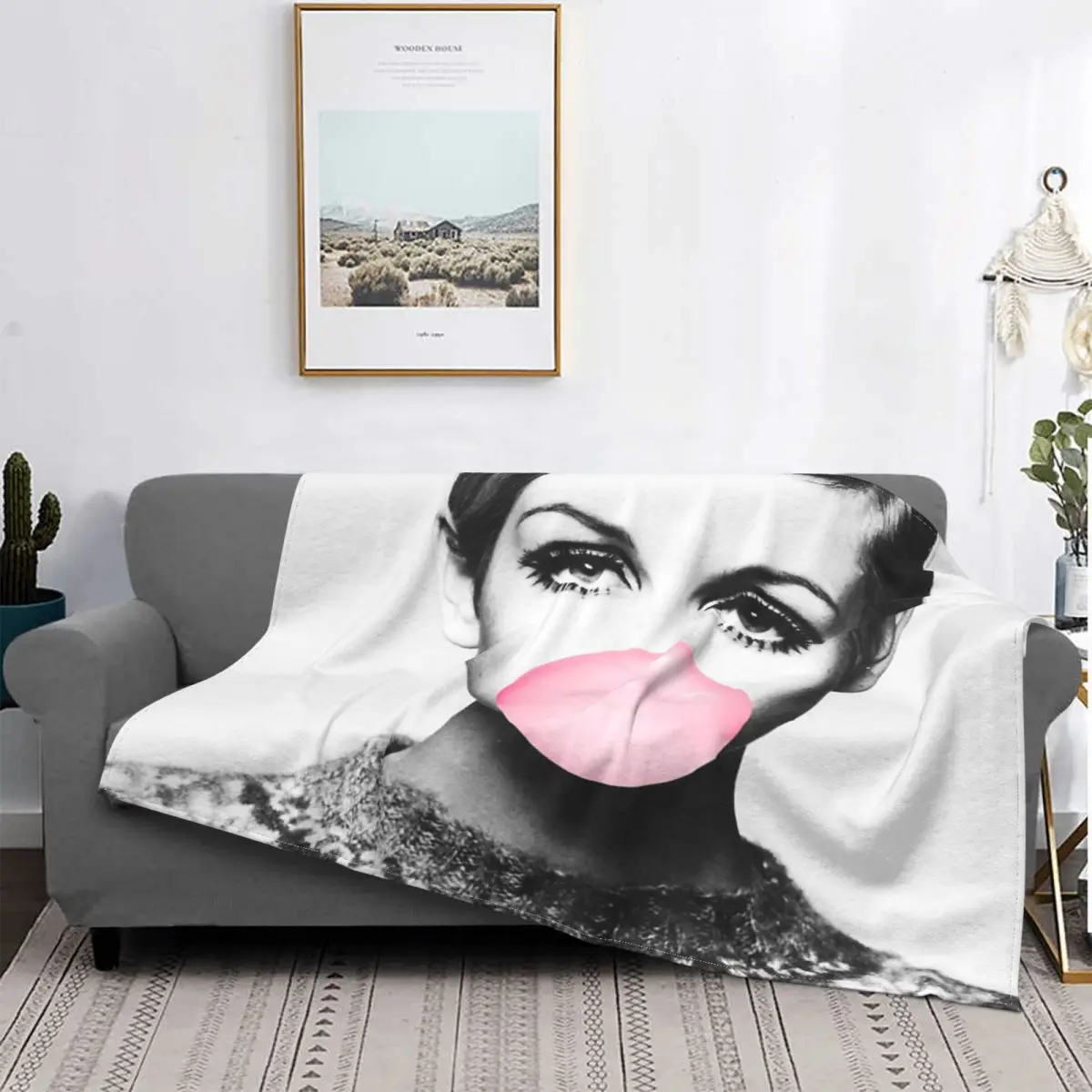 

Twiggy-Manta de muselina con estampado de celebridades, colcha escandinava para cama, a cuadros, edredón