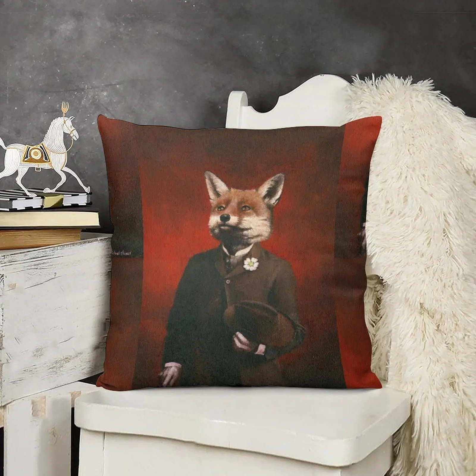 Edwardian Mr Fox в костюме декоративная подушка для гостиной Осенняя