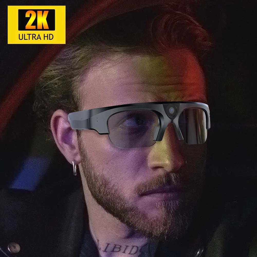 

JOZUZE 2K/4K HD Mini Camera Outdoor Riding Video Driving Record Wearable Smart Glasses Camera Sports DVR DV Sunglasses Camcorder