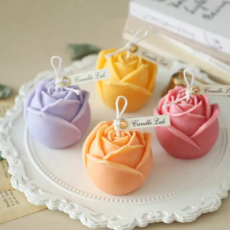

3D Rose Flower Candle Mold for Candle Making Silicone Mold Clay Epoxy Resin Aromatherapy Gypsum Mould Handmade Crafts