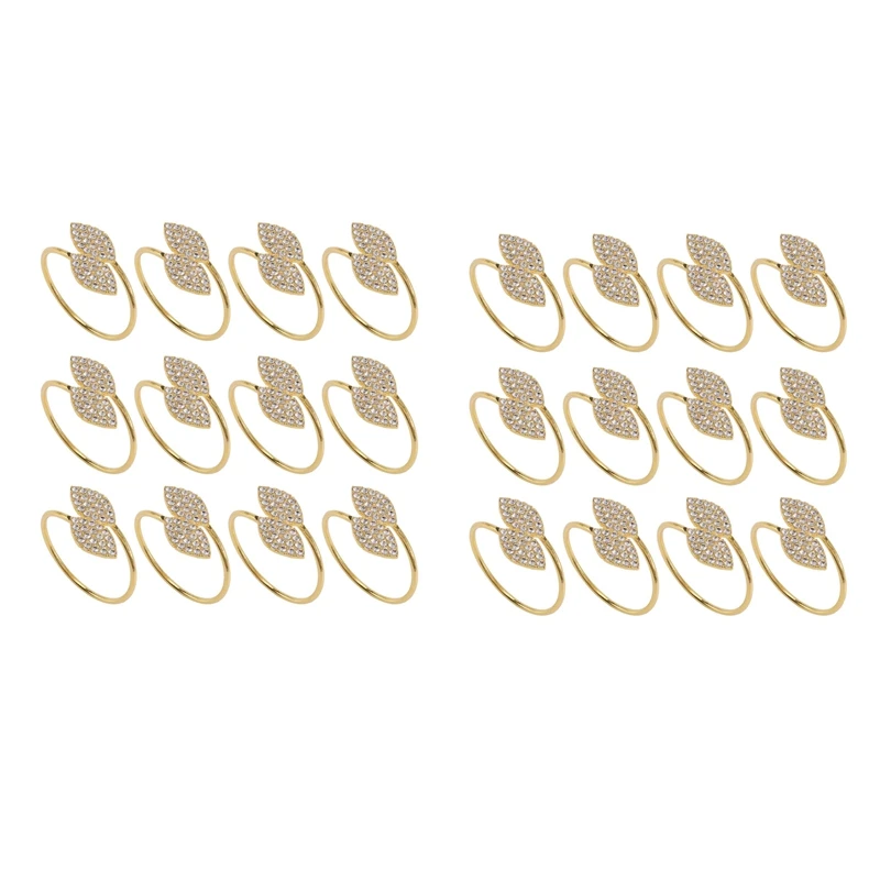 

Napkin Ring, 24 Pcs Metal Napkin Rings Holder For Wedding Party Dinner Table Decoration (Leaf-Gold)