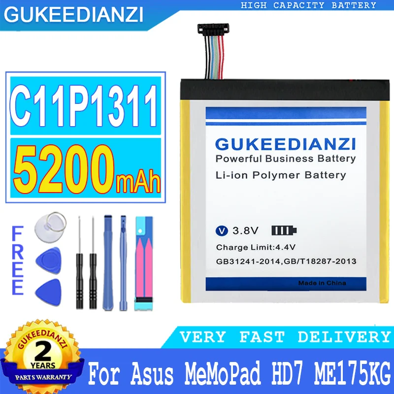 

Bateria 5200mAh High Capacity Battery C11P1311 For Asus MeMO Pad HD 7 ME175KG Dual SIM HD7 ME175 High Quality Battery