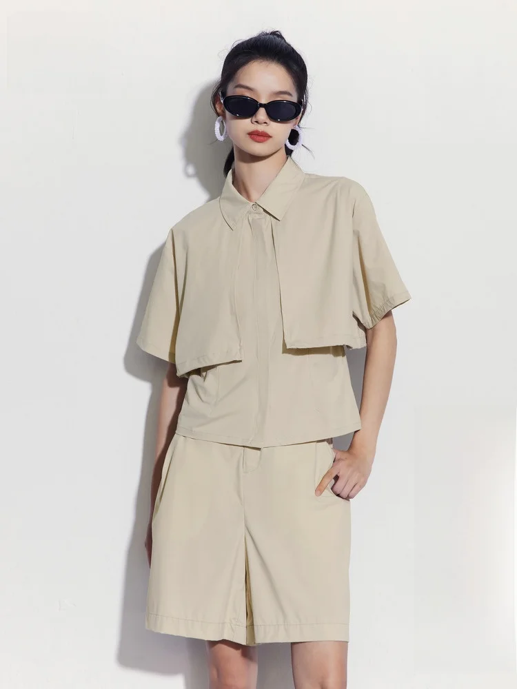  Женская одежда 2024 летние новые рубашки с регулируемым подолом функциональные