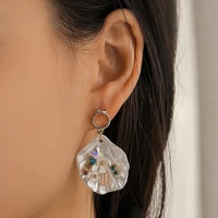 bohemian summer seashell design ear stud cute coloured stone with pearl personality fashion simple stylish young lady earring