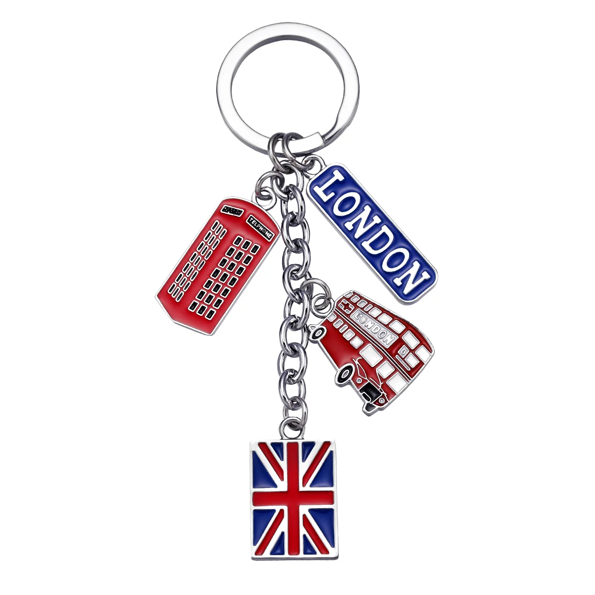 

Metal Flag Double-Decker Bus Keyring Lip Gloss Keychain Flag Keychain Metal Keychain Travel London Souvenirs Commemorate