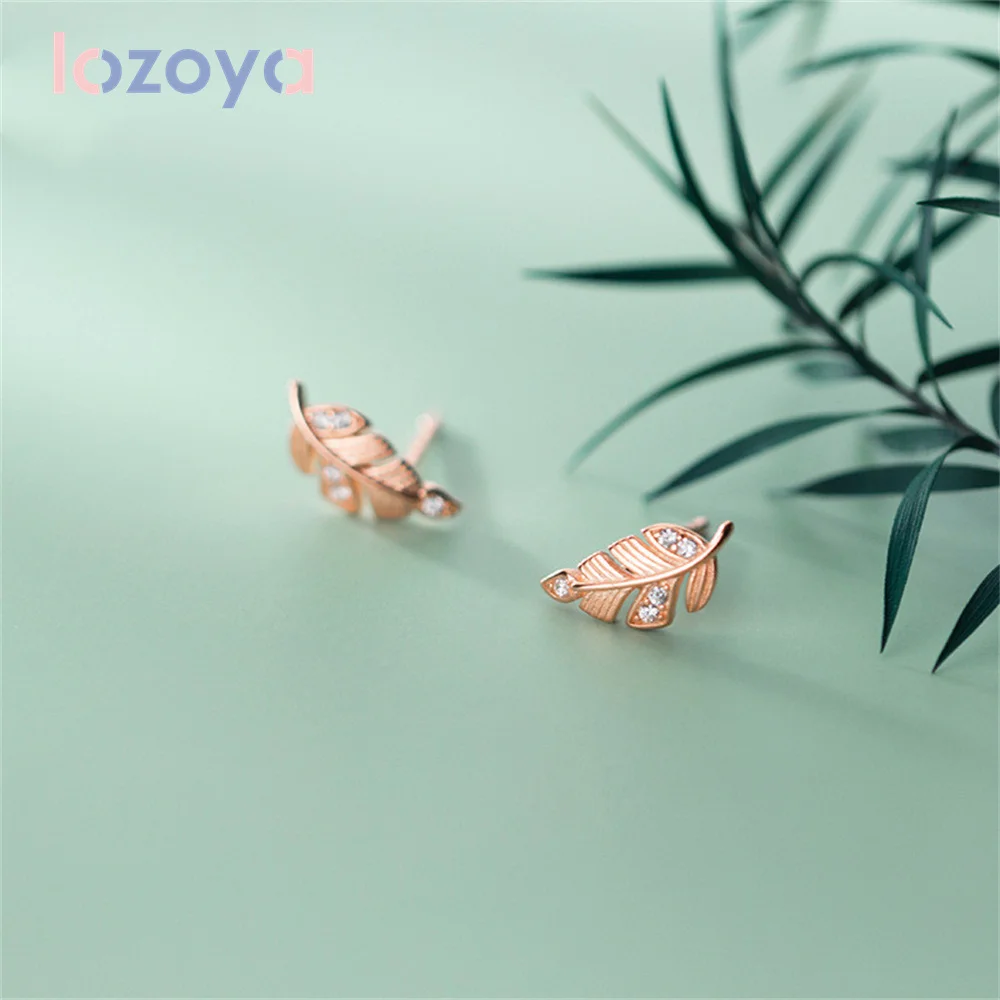 

Женские серьги-гвоздики LOZOYA, изысканная Подвеска из стерлингового серебра 2022 пробы, ювелирные украшения в виде листьев, серьги-гвоздики с п...