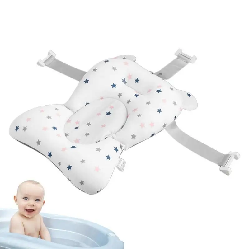 

Newborn Bath Cushion Foldable Non-Skid Bathing Support Cushion For Tub Baby Care Favors With Buckles And 3 Safety Belts For Home