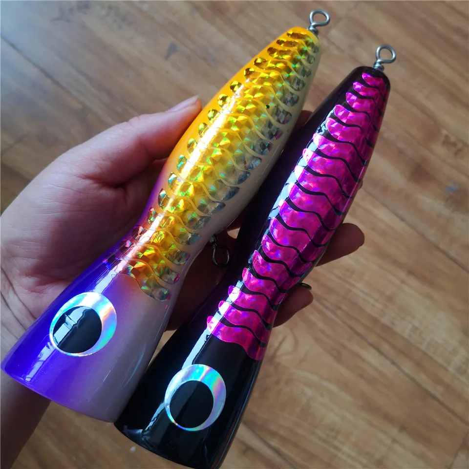 

Wood Trolling Lure 18cm 120g Big Game Topwater Surface Popper Pencil Stick Lure Saltwater Boat Fishing Bait Casting Leurre