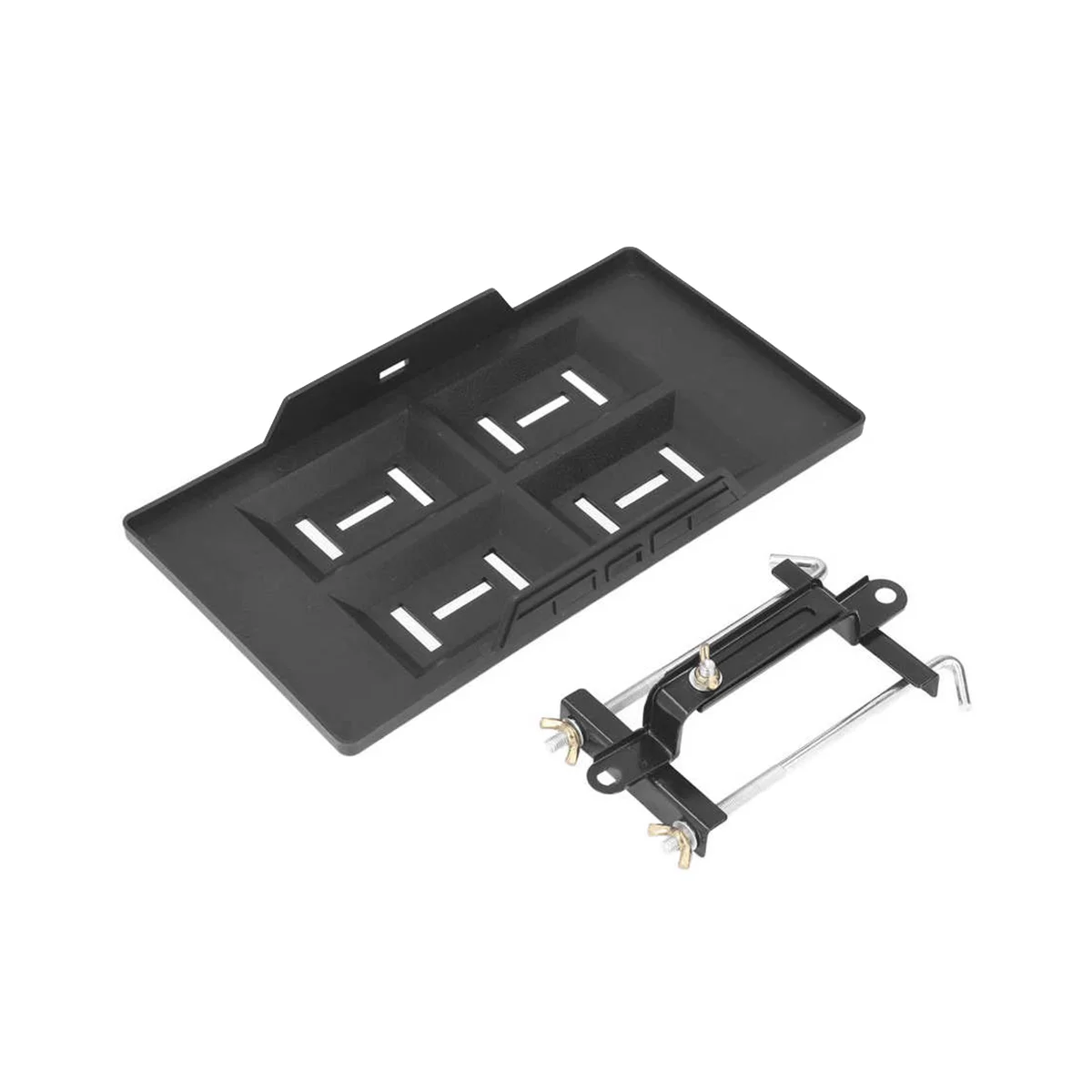 

Автомобильная аккумуляторная батарея держатель лоток кронштейн комплект Регулируемая по высоте черная прочная устойчивая универсальная батарея зажим с лотком комплект