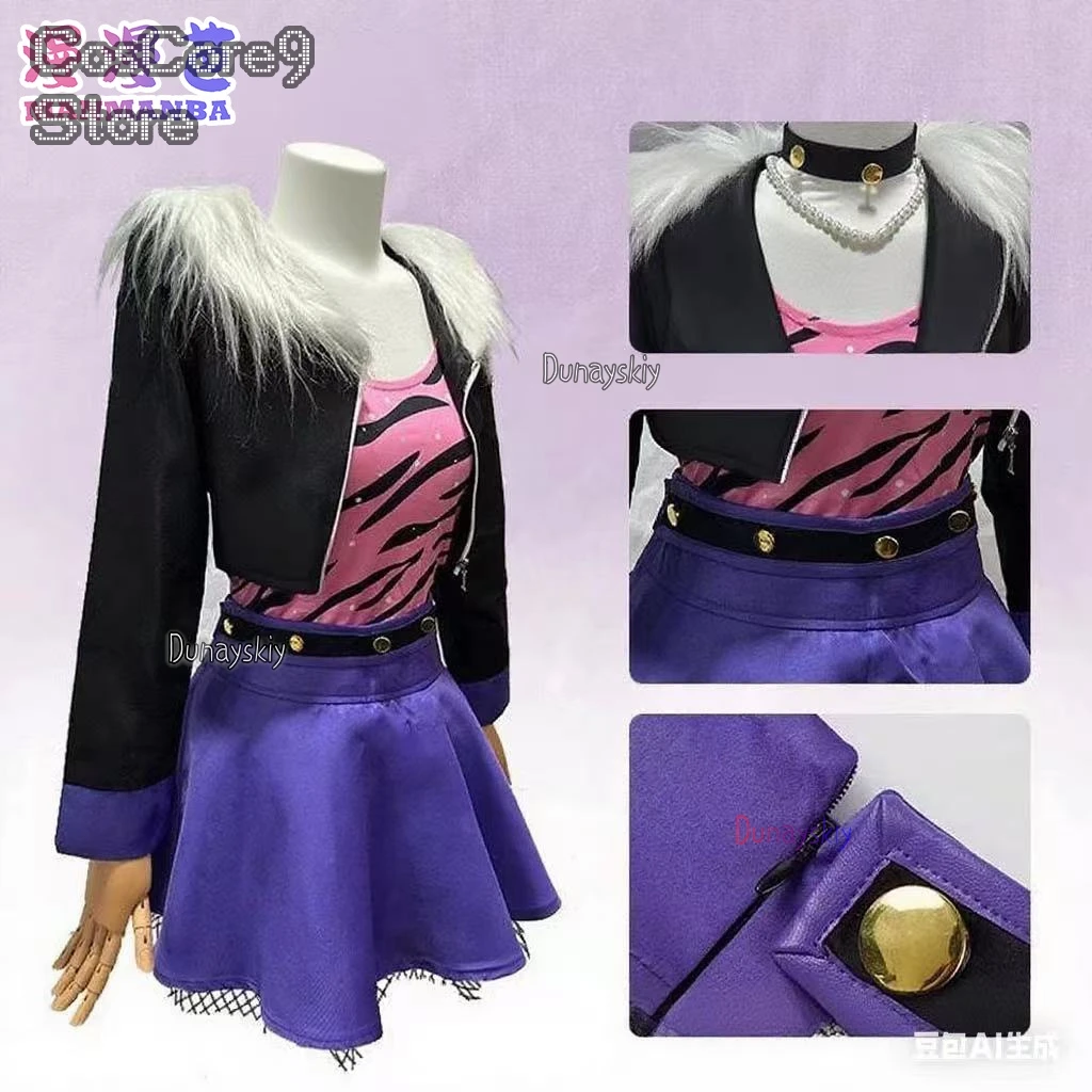 Фото Monster Clawdeen Wolf Hig Косплей Костюм Ролевая игра Верхнее пальто Юбка Костюм Высококачественный термостойкий Хэллоуин Карнавал π로 의상 №3