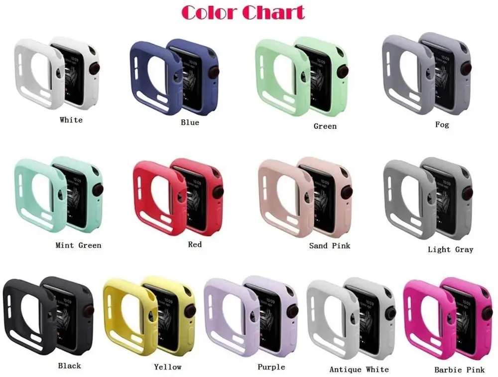 Soft Silicone Case for Apple Watch 7 45mm 6 SE 5 4 3 42MM 38MM Cover Protection Shell for iWatch series 7 6 5 40 44 41mm Bumper
