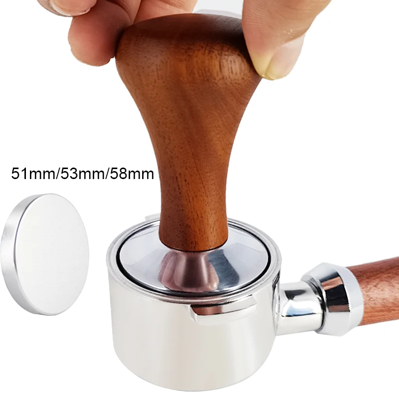 Barista Espresso Coffee Tamper 51mm 53mm /58mm Flat Press Tampers Base With Silicone Mat Dosing Ring Powder Cup