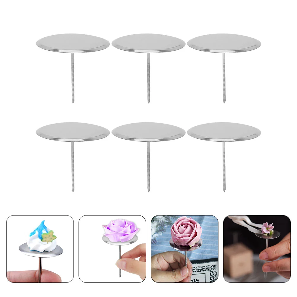 

6 Pcs Stainless Steel Mounting Nails Cake Tool Buttercream Frosting Flower Large Stand Flowers Decor Pastry Roses Sculpting