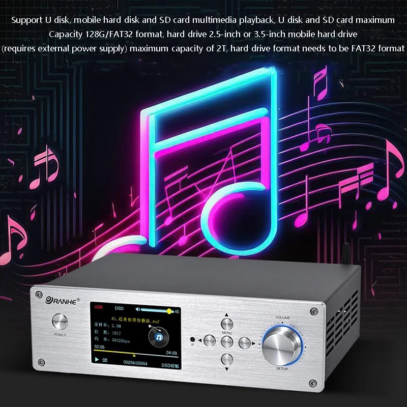 Настольный цифровой Hi-Fi музыкальный плеер Двойной ЦАП ES9038Q2M QCC5125 Bluetooth 5 1