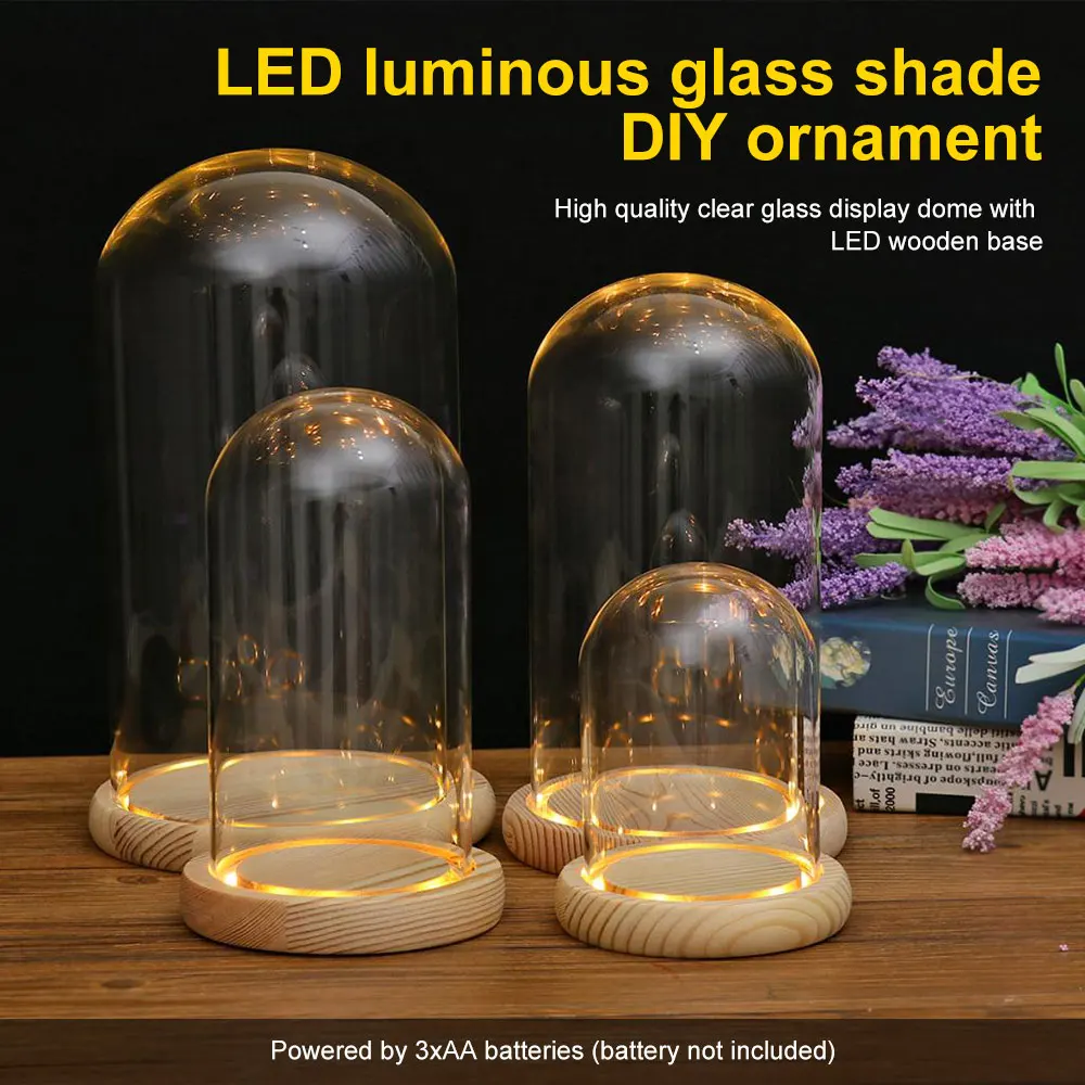 Стеклянный купол-клош-колокольчик с базовым растением искусственные цветы