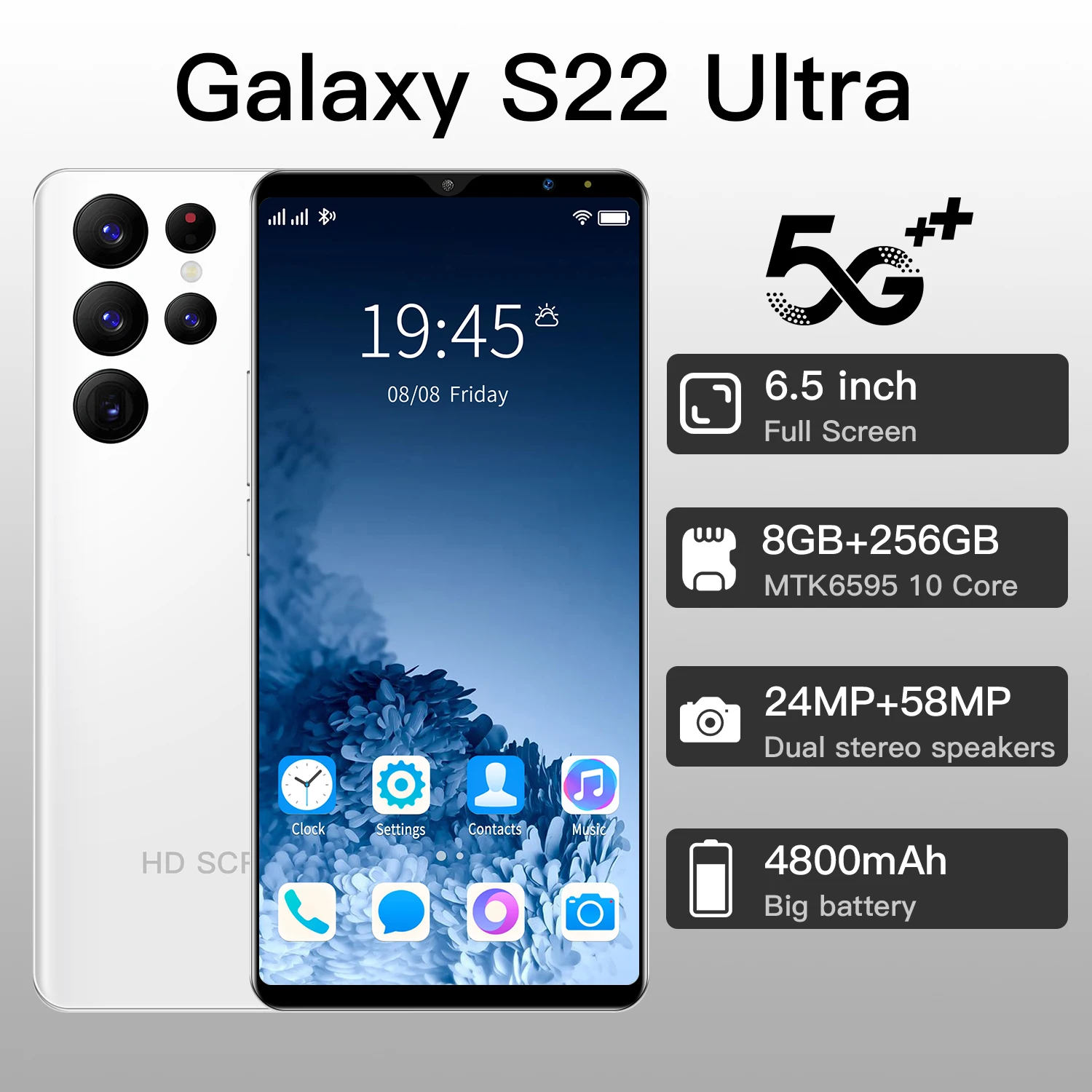 S22 Ultra 6Gb Ram 128GB Rom Unlock, Compatibility mode, Global Version 10-core Stable chip 24+58MP , Android11 Smartphone