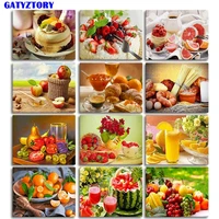 gatyztory diy frame picture by numbers fruit handpainted acrylic wall art oil painting by number for living room