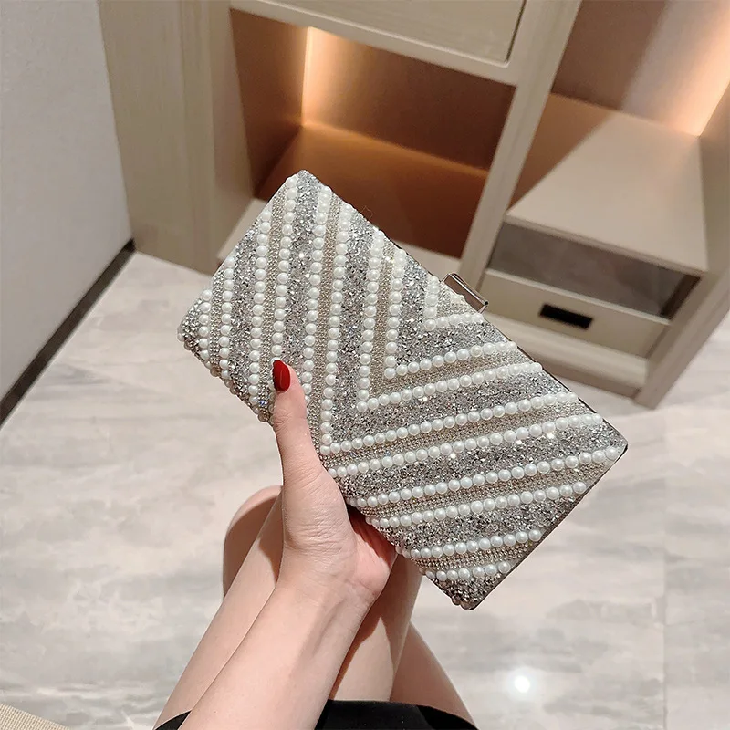 

Qyahlybz Pearl Evening Bag Diamond-encrusted Banquet Clutch Wedding Bag European Women's Dress Bag Evening Bag For Women