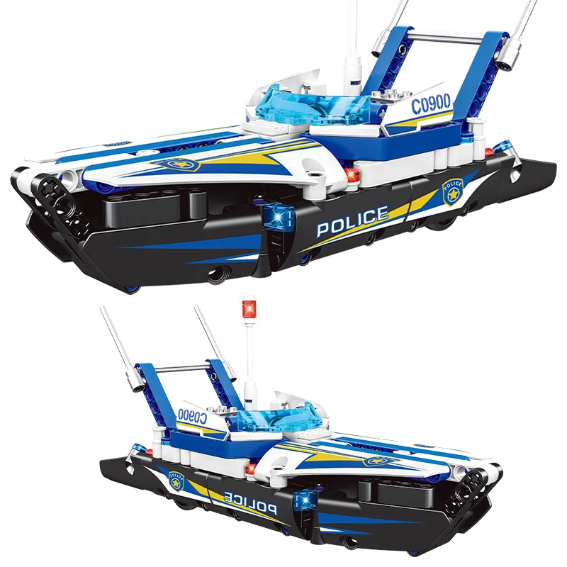 

City Police Patrol Car Boat Helicopter Aircraft Airplane Building Blocks Military Weapon Pull Back Fighter Bricks Toys Children