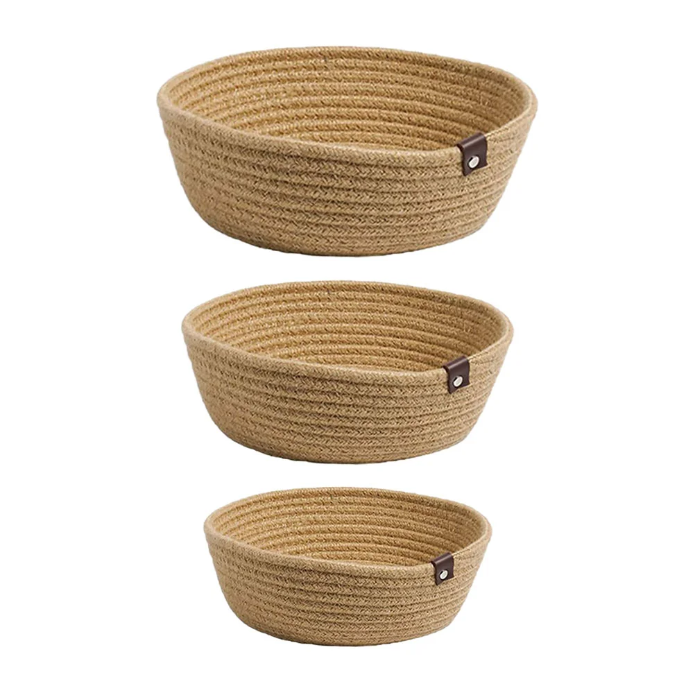 

Basket Storage Woven Baskets Cotton Rope Smallsundries Wicker Box Organizer Holder Bin Roundmakeup Container Organiser Desktop