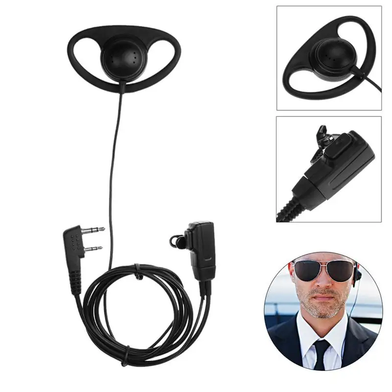 

2 Pin Mic Headset For Baofeng Radio Walkie Talkie 666s 888s UV 5R Ear Hook Earphone with Microphone Clip D-type PTT Headphones