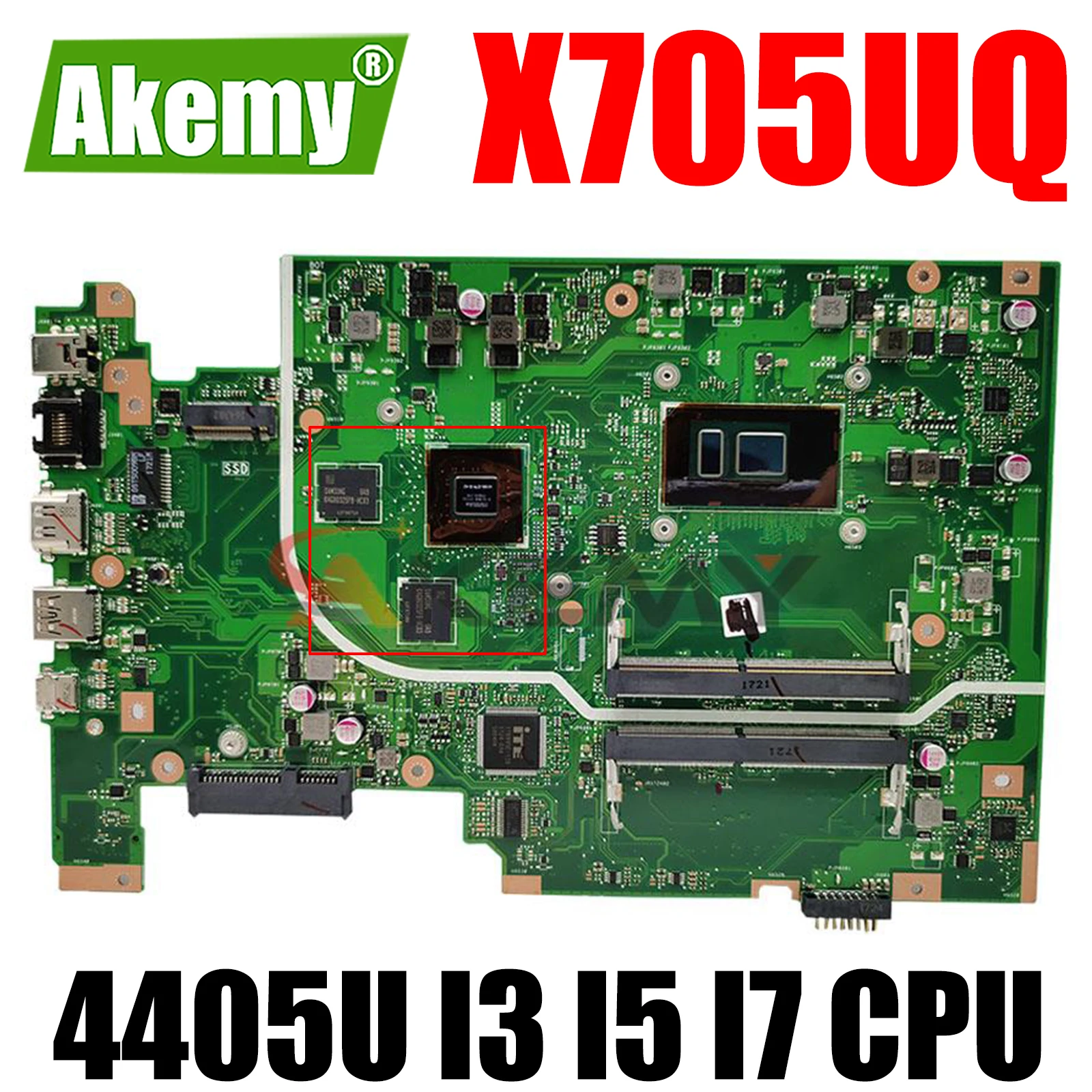 

X705UQ Mainboard 4405U I3 I5 I7 CPU V2G-GPU for ASUS X705UV X705UB X705UN X705UW X750U X705UN Laptop Motherboard