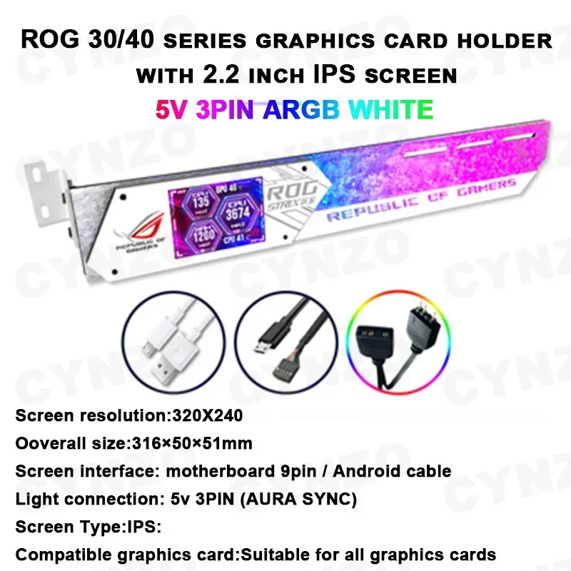 Кронштейн держателя VGA 2 2-дюймовый IPS-дисплей поддержка видеокарты ROG 4080 4070