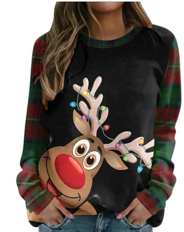 

Couple Pullover 3D Digital Printing Sweatshirt Loose Christmas Sweater Ladies Round Neck Long Sleeve Large Size 6XL Hoodie