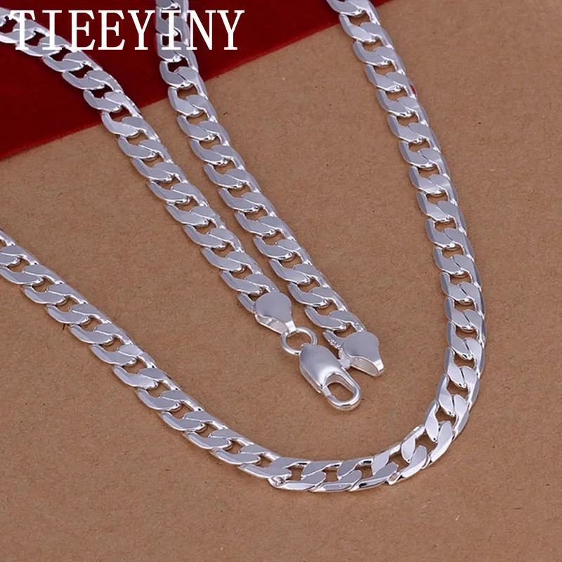 

TIEEYINY 925 Sterling Silver Necklace Exquisite Noble Luxury Gorgeous Charm Fashion 6MM Men Wedding Chain Women Silver Jewelry