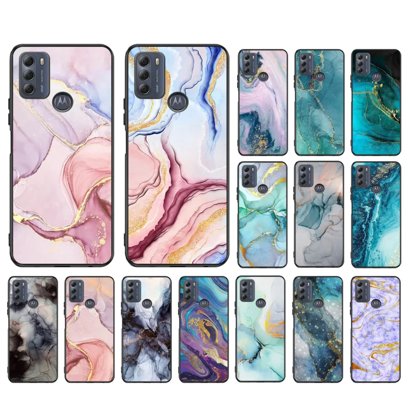 

Blue Pink Purple Marble Phone Case for Motorola Moto G7 Play G8 G9 Play G7 G8 Power G8 Plus G30 G100 G60 G20 G50