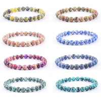 natural stone bead bracelet men women rhodonite rose pink quartzs turquoise lapis lazuli tourmaline yoga meditation gift jewelry