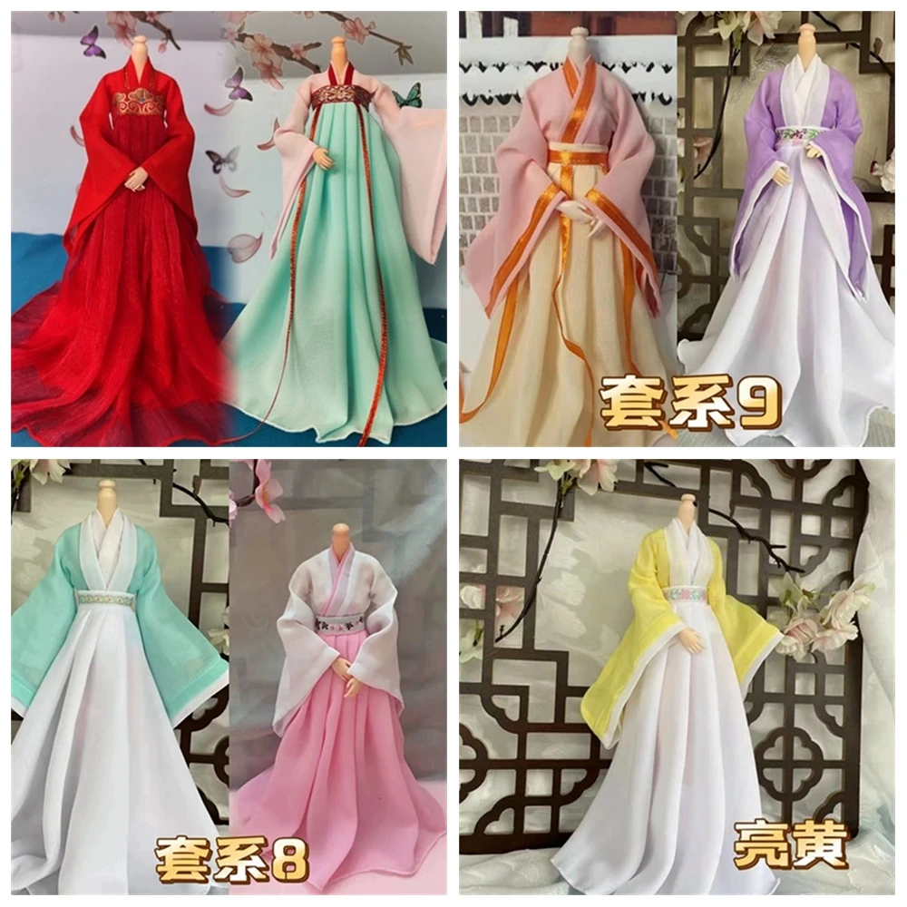 

Длинное платье на заказ 1/6 женское традиционное длинное платье ханьфу Китайская одежда в стиле древнего Аниме Костюм для 12-дюймовых экшн-фигурок игрушек