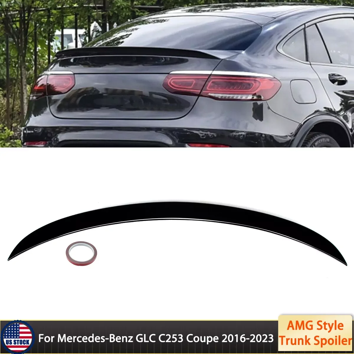 Для 2016-2023 Mercedes Benz GLC C253 Coupe Спойлер багажника Крыло AMG Стиль заднего окна Глеск для